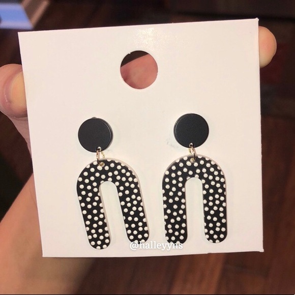 Polka Dot Horseshoe Dangle Earrings - Picture 5 of 6